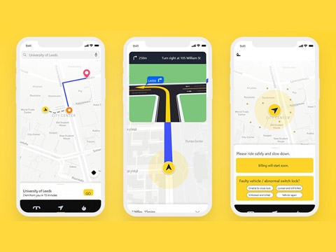 定位出行xd交互app黄色卡通17页高保真含交互xd